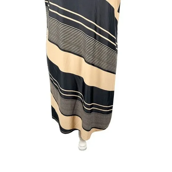 Jude Connally Brown Black Stripe Dress Shift Knee length Resort Travel Size L